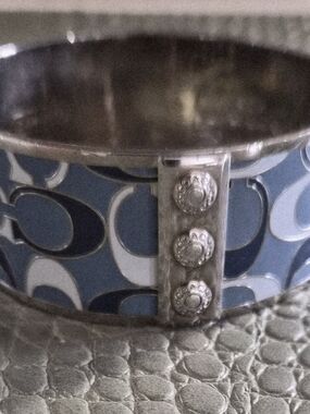 Coach Silver & Blue Bangle Bracelet
